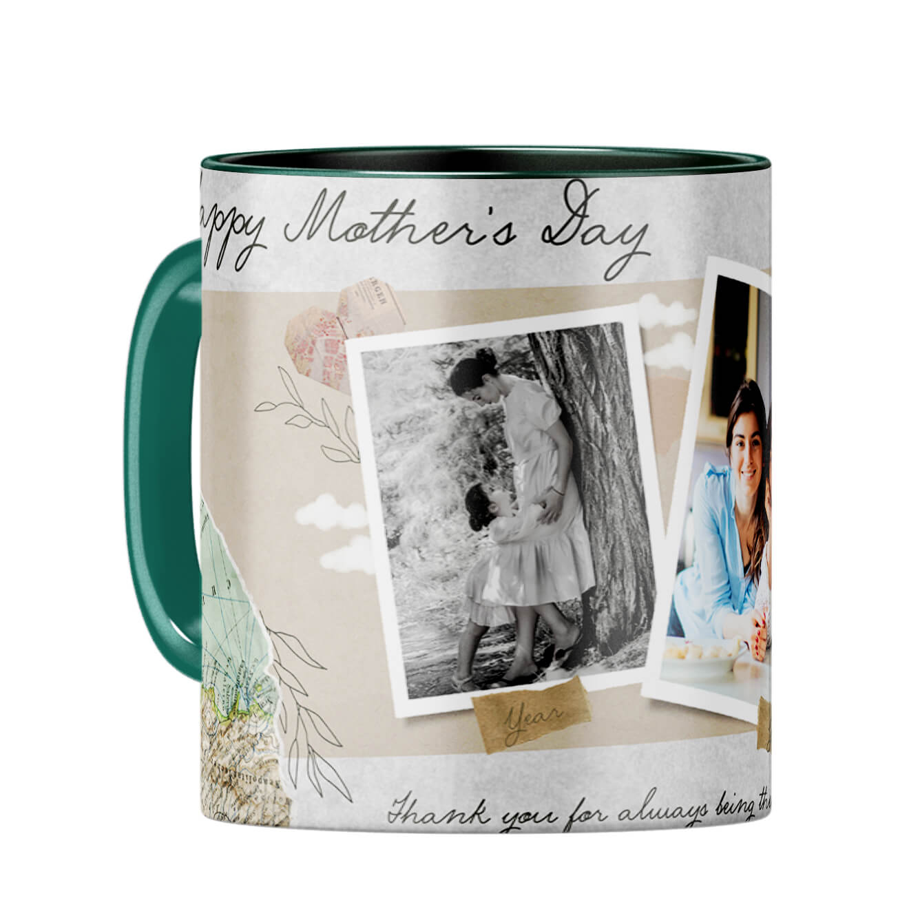 Mothers Day Then and Now Coffee Mug Dark Green