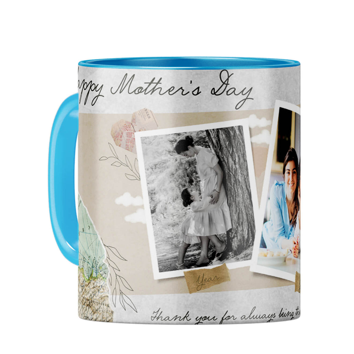 Mothers Day Then and Now Coffee Mug Light Blue