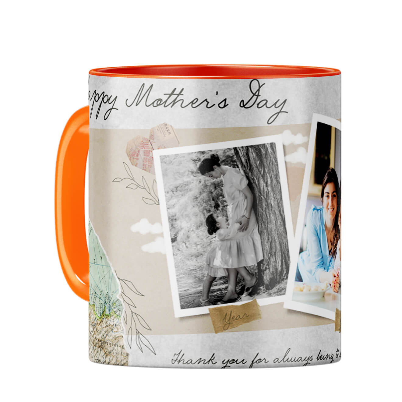Mothers Day Then and Now Coffee Mug Orange