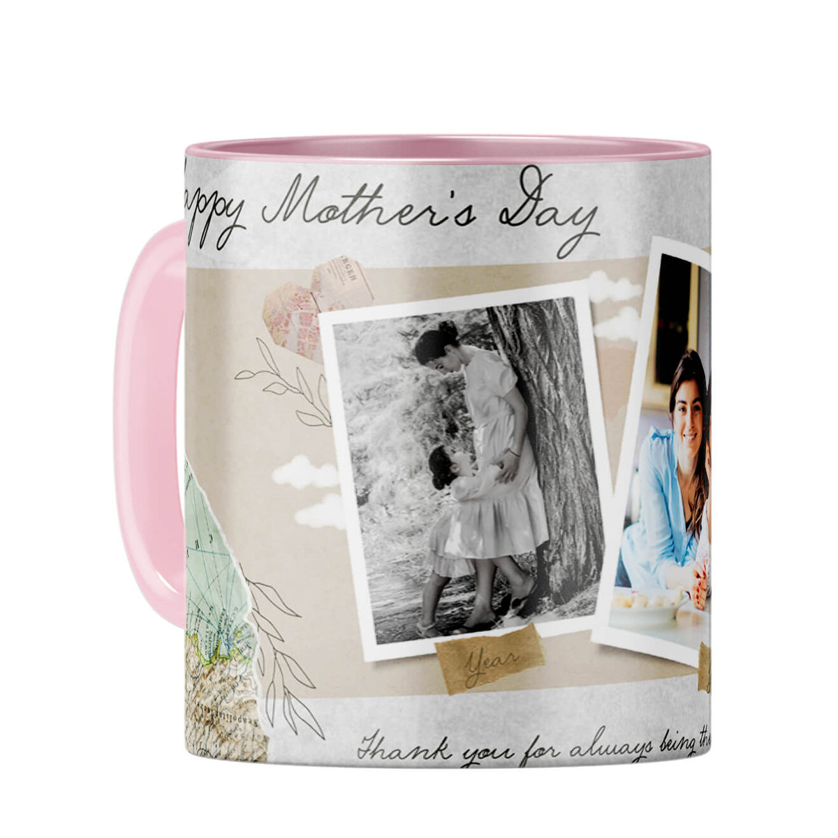 Mothers Day Then and Now Coffee Mug Pink