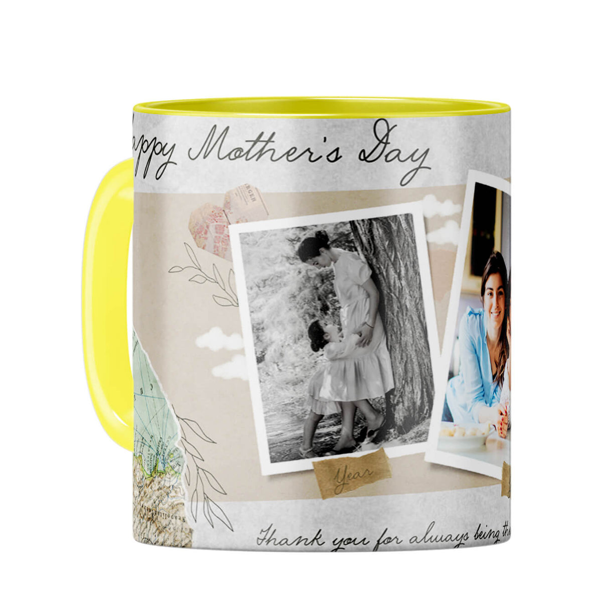 Mothers Day Then and Now Coffee Mug Yellow