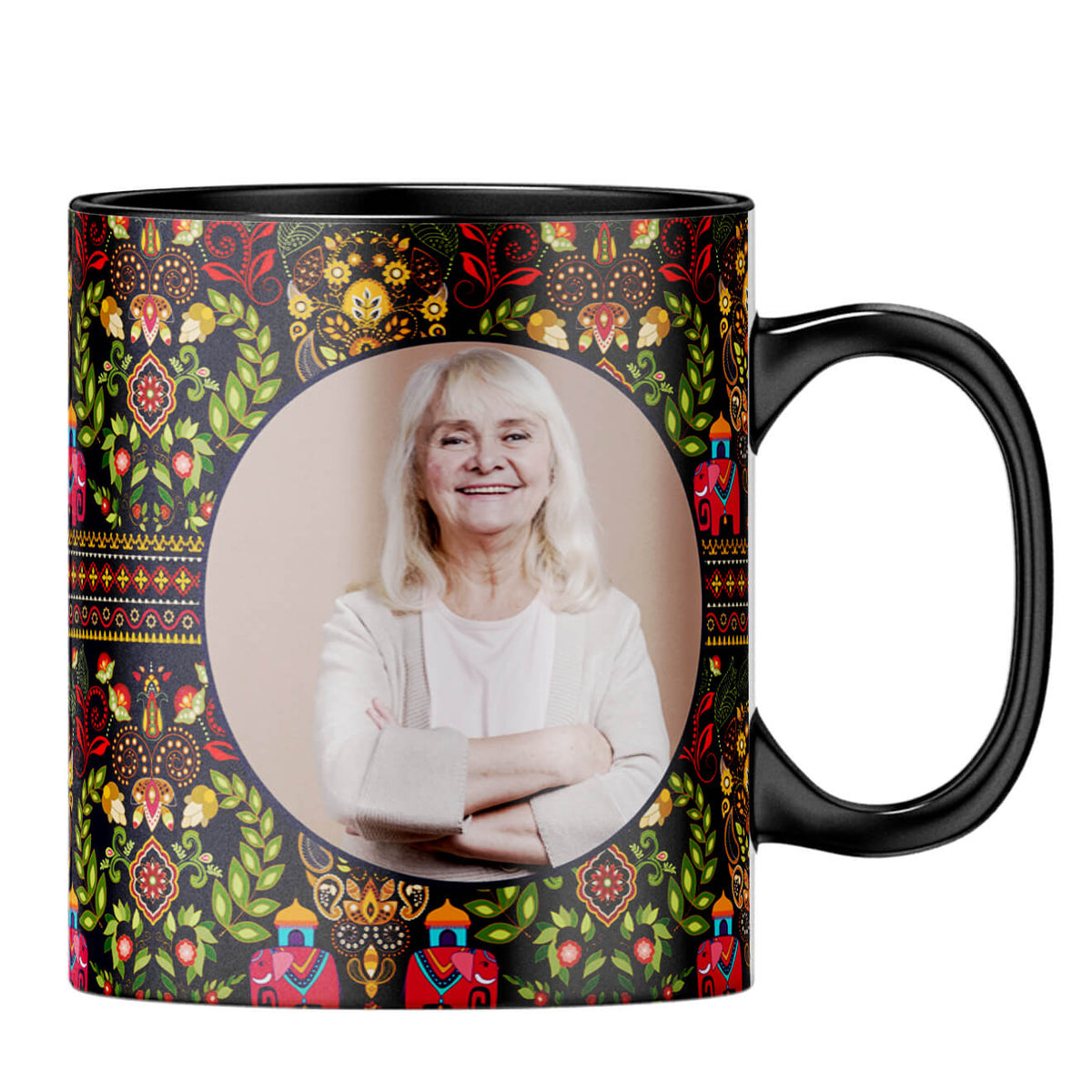 Mughal Pattern Photo Coffee MugB-Black