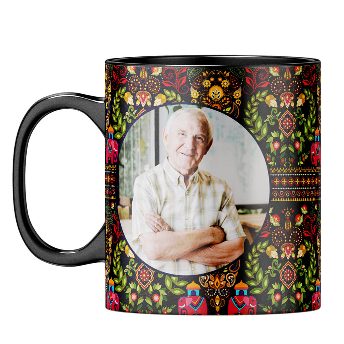 Mughal Pattern Photo Coffee Mug Black