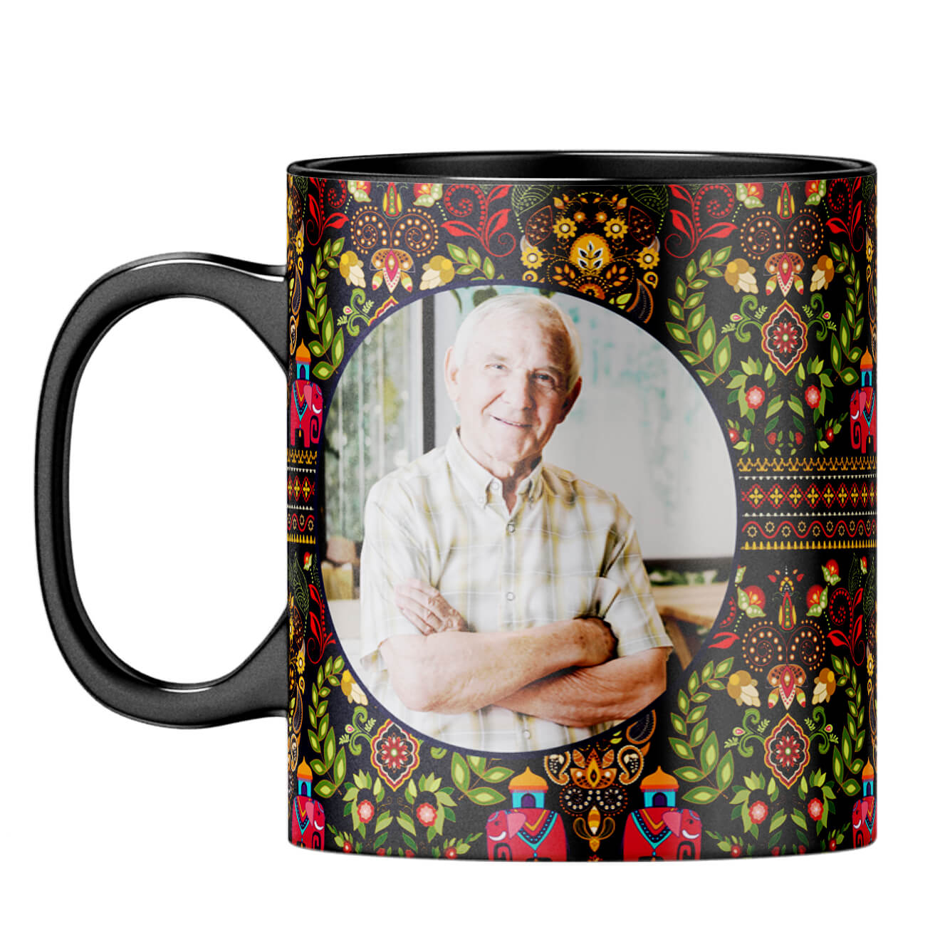 Mughal Pattern Photo Coffee Mug Black