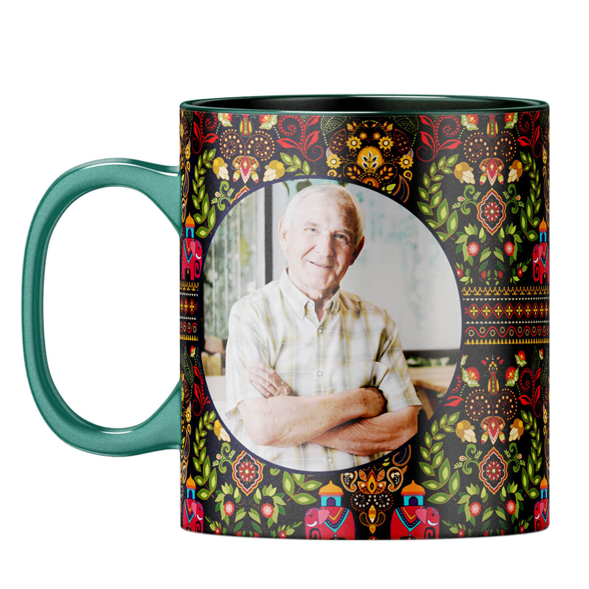 Mughal Pattern Photo Coffee Mug Dark Green