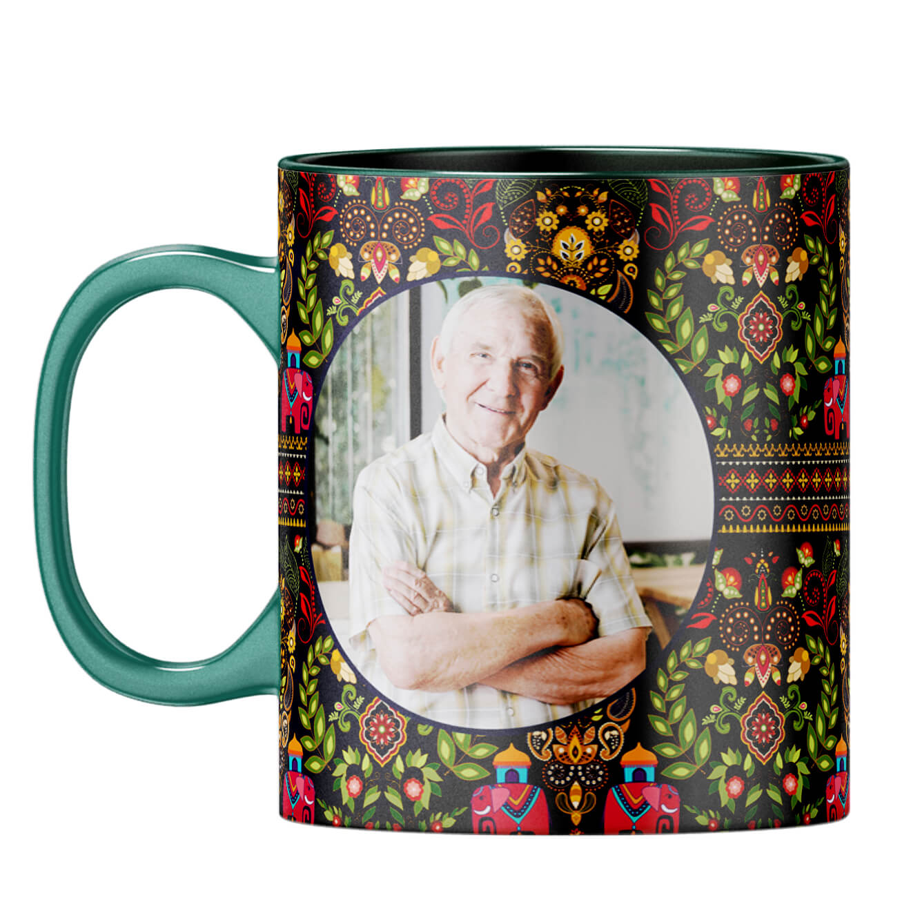 Mughal Pattern Photo Coffee Mug Dark Green