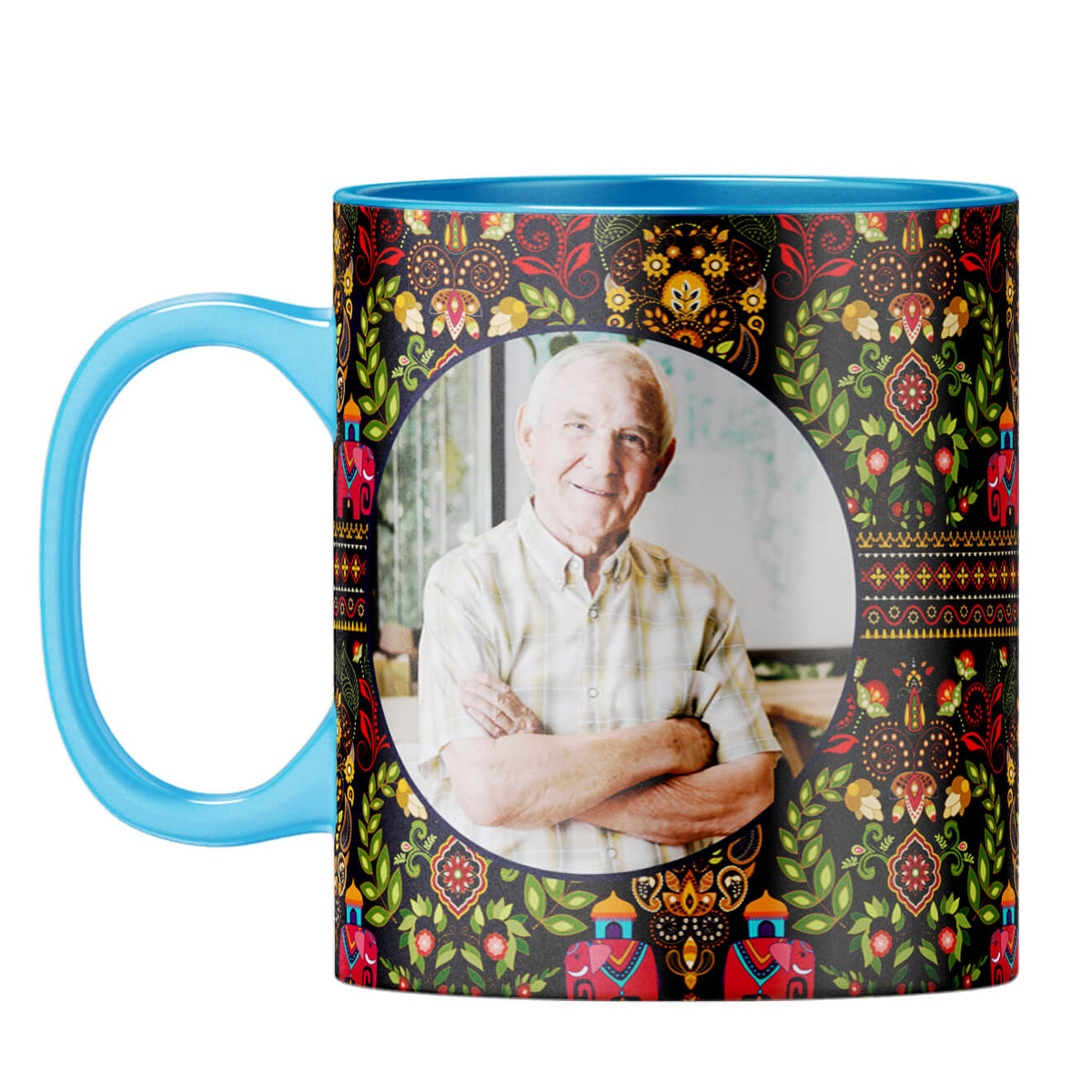 Mughal Pattern Photo Coffee Mug Light Blue