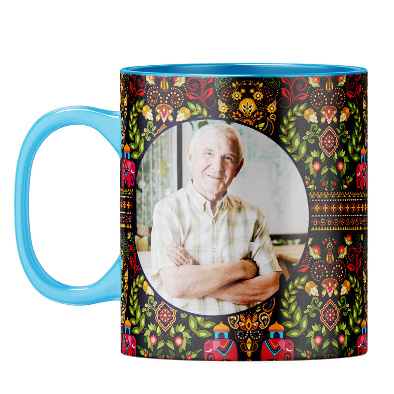 Mughal Pattern Photo Coffee Mug Light Blue