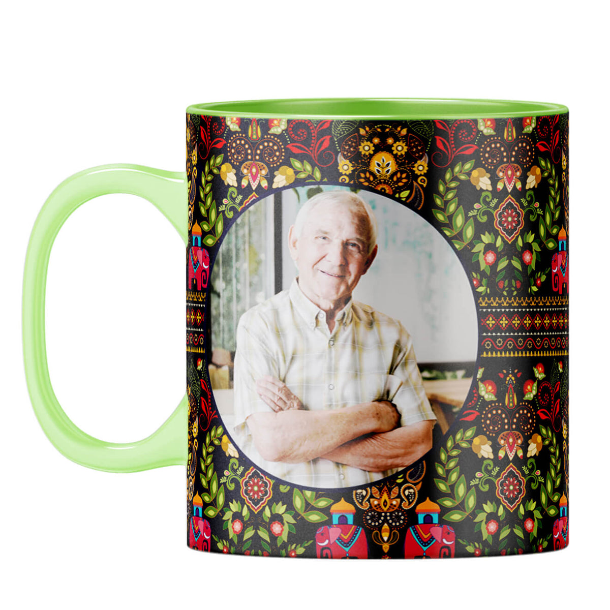 Mughal Pattern Photo Coffee Mug Light Green