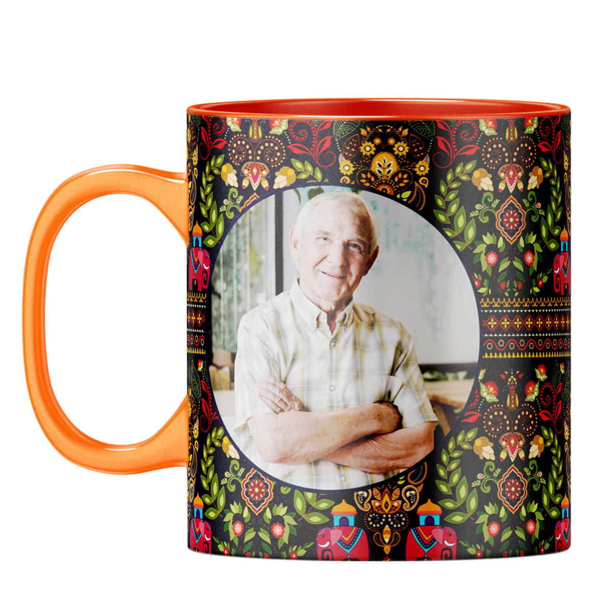 Mughal Pattern Photo Coffee Mug Orange