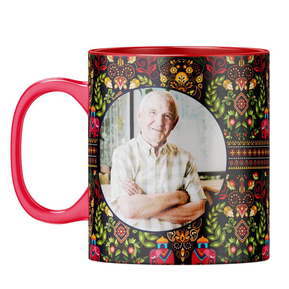Mughal Pattern Photo Coffee Mug Red