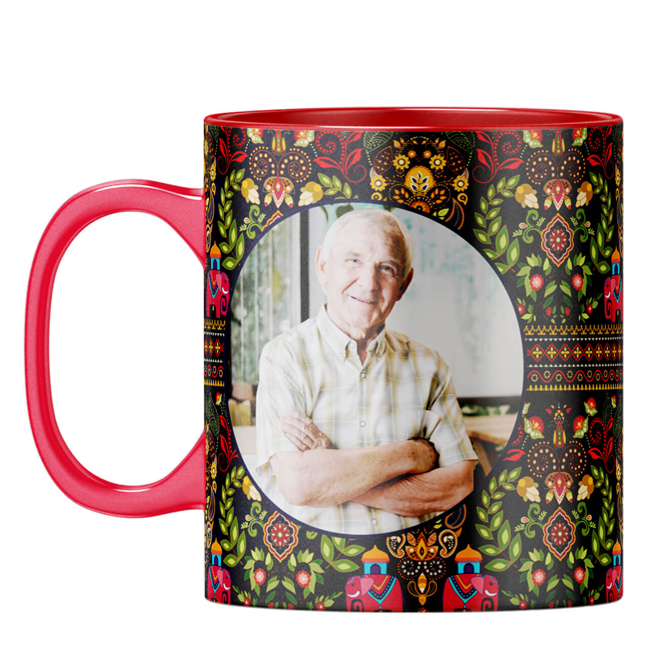 Mughal Pattern Photo Coffee Mug Red