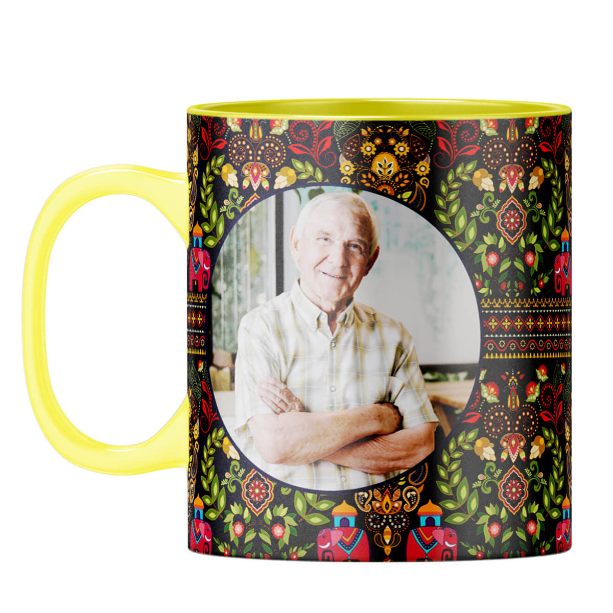 Mughal Pattern Photo Coffee Mug Yellow
