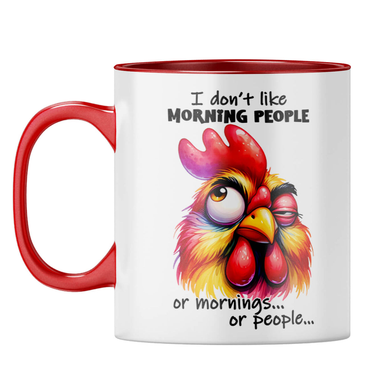 No Mornings No People Coffee Mug Red