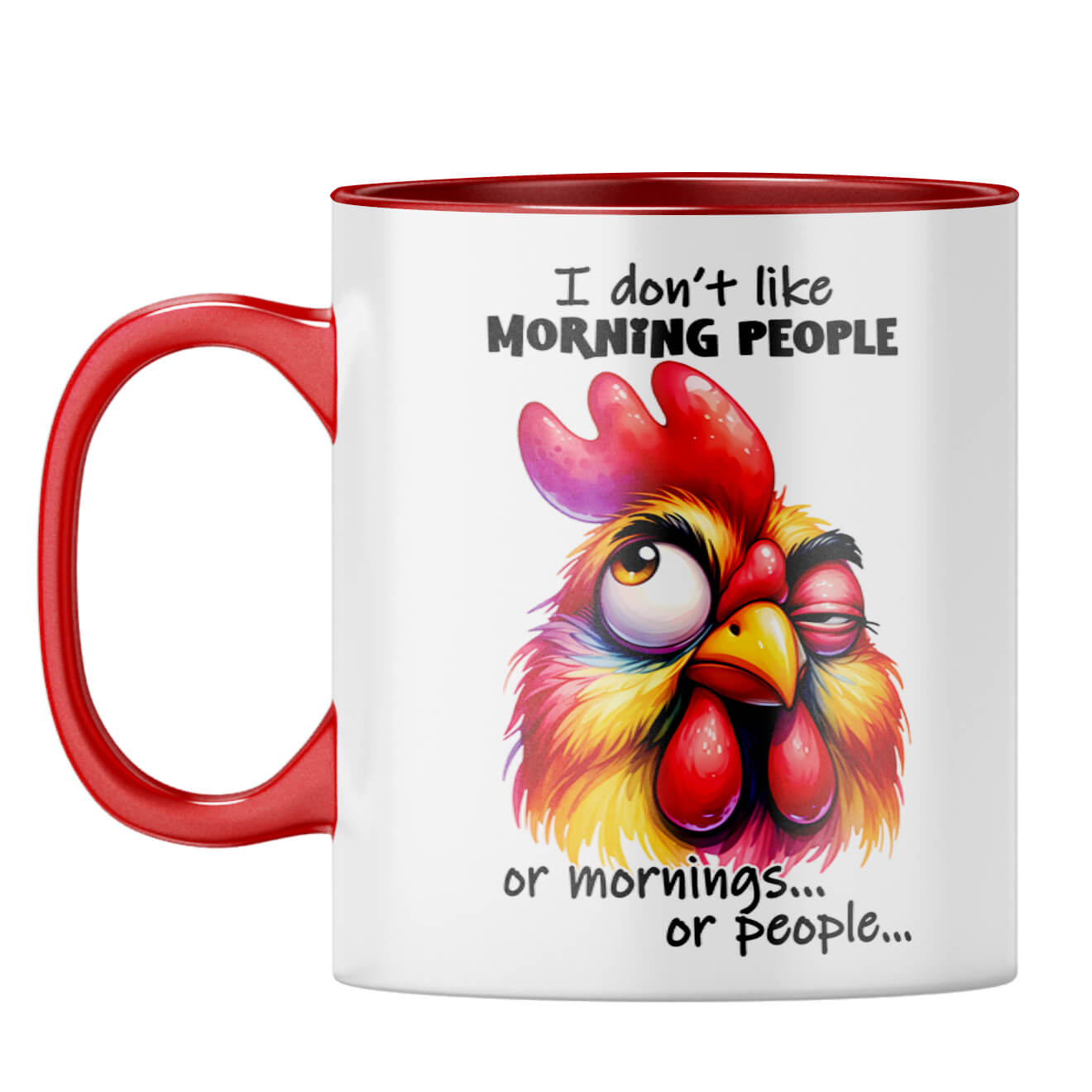 No Mornings No People Coffee Mug Red