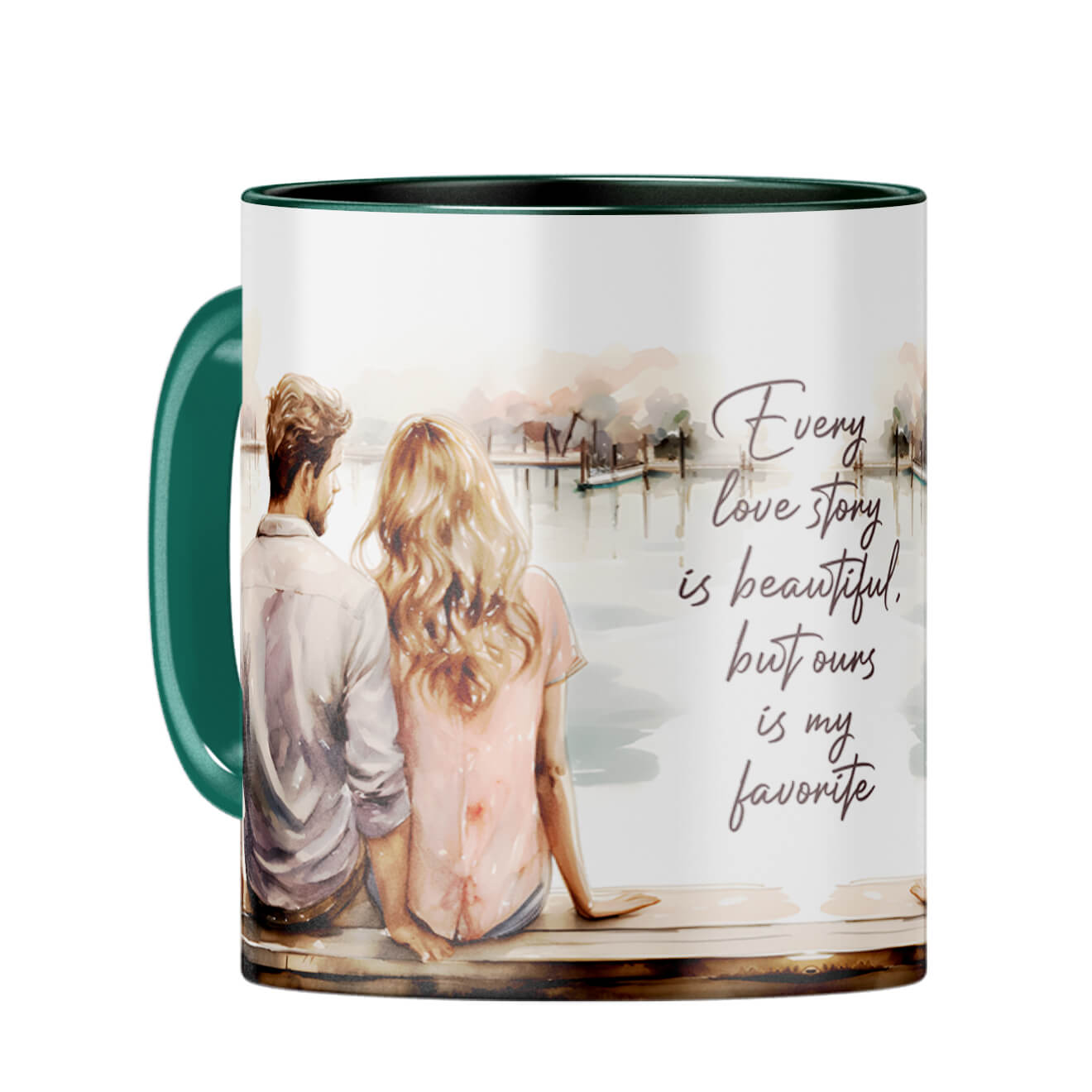 Our Love Story is My Favorite Coffee Mug Dark Green