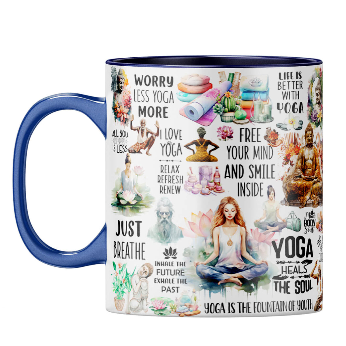 Perfect Yoga Lovers Gift Coffee Mug Dark Blue