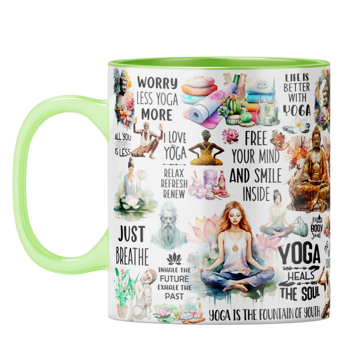 Perfect Yoga Lovers Gift Coffee Mug Light Green