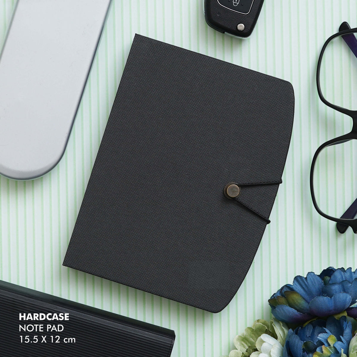 Personalized Black Hardcase Notepad - Secure Your Ideas