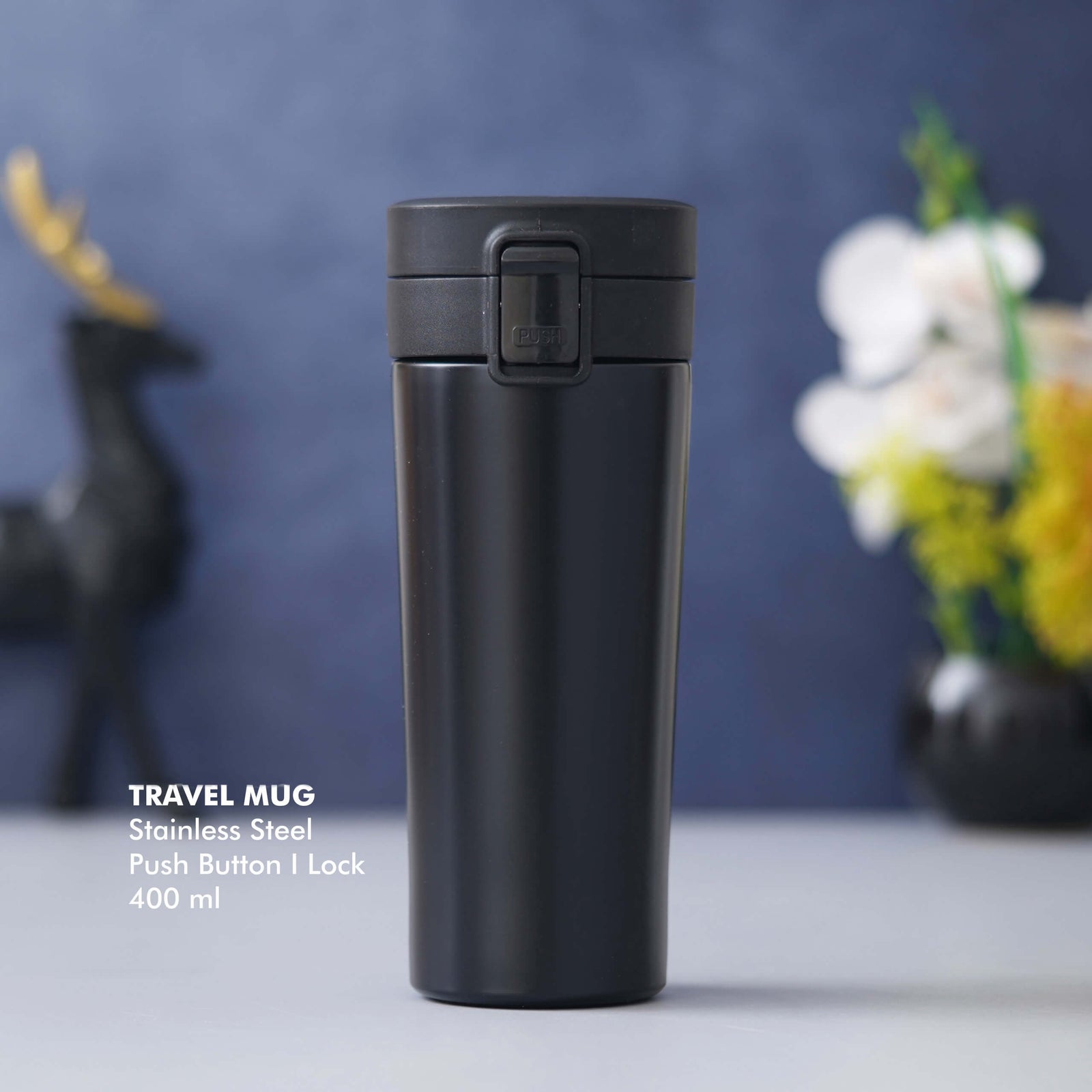 Personalized Black Stainless Steel Travel Mug - Perfect for On-The-Go Beverages