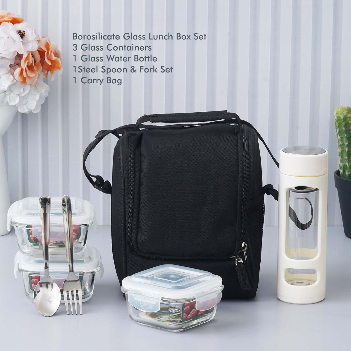 Personalized Borosilicate Glass Lunch Box Set - Complete Meal Solution
