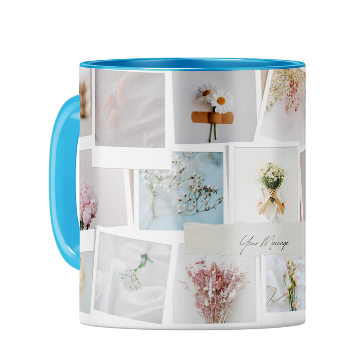 Photos Collage Coffee Mug Light Blue