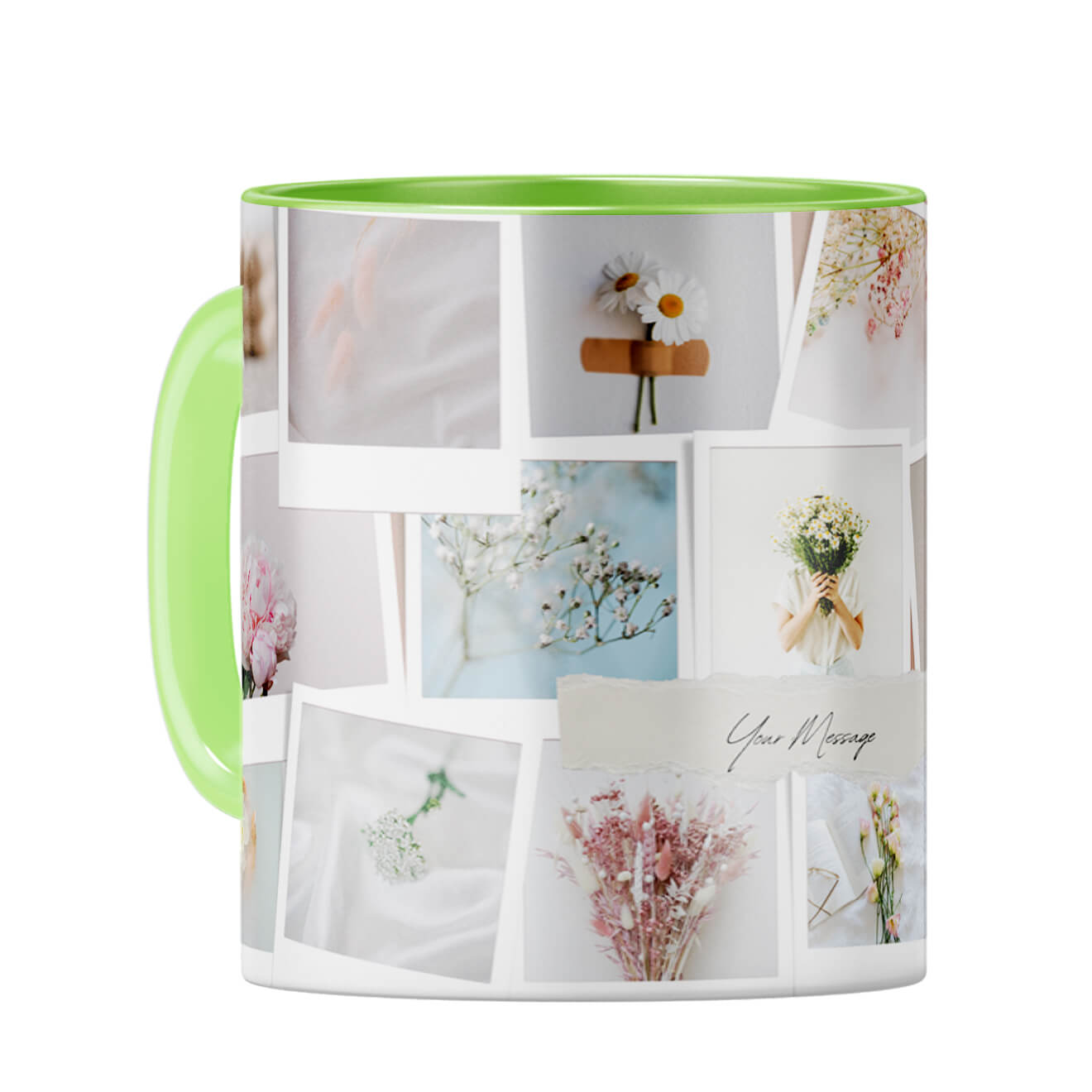 Photos Collage Coffee Mug Light Green