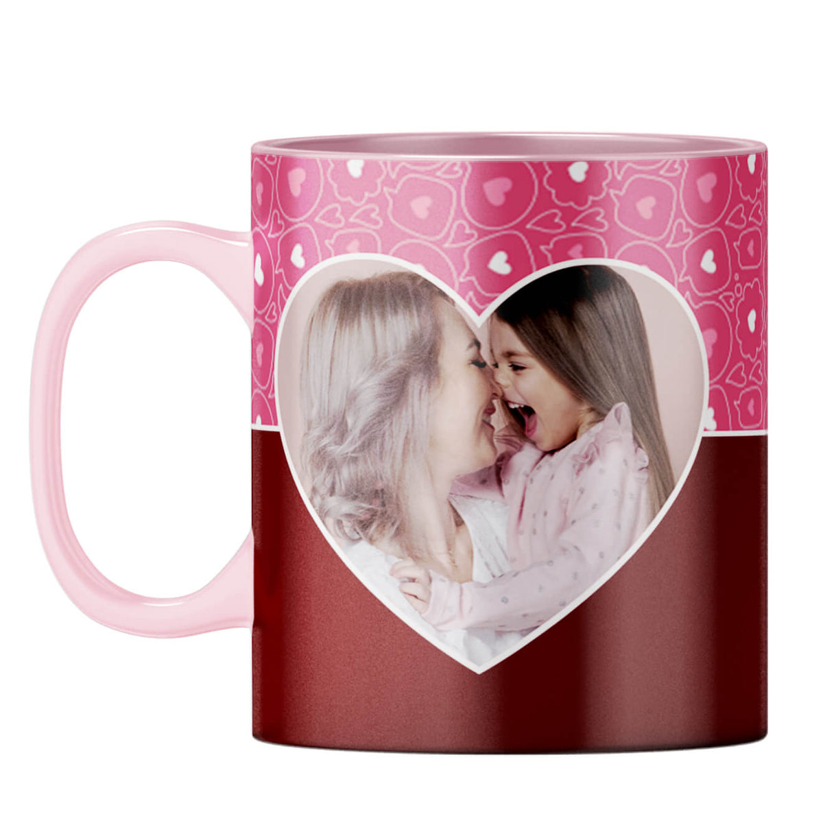 Pink Hearts Photo Coffee Mug Pink