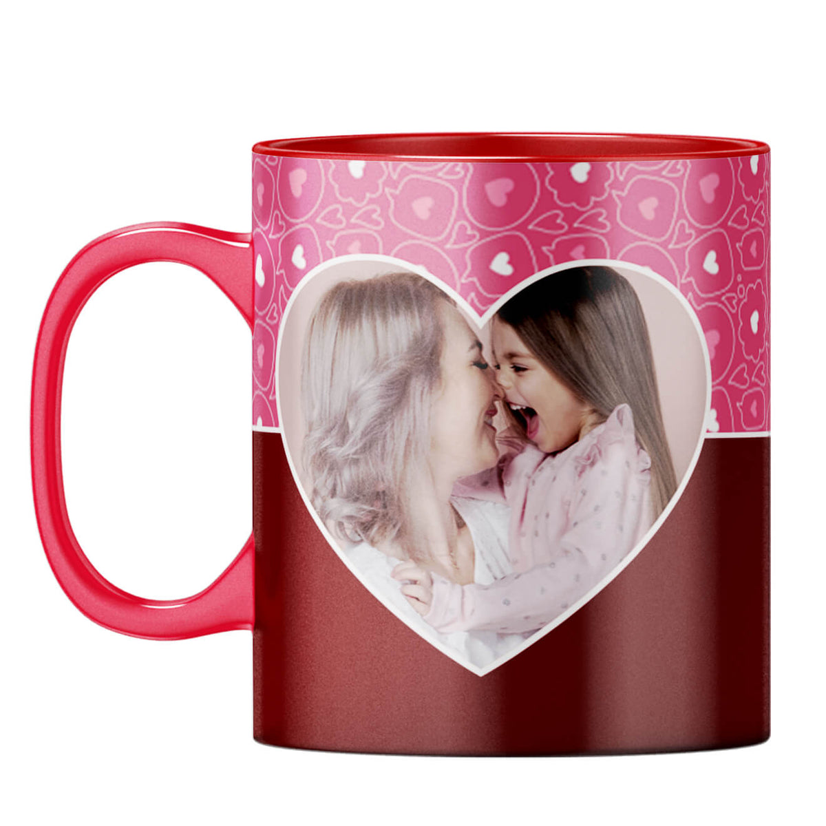 Pink Hearts Photo Coffee Mug Red