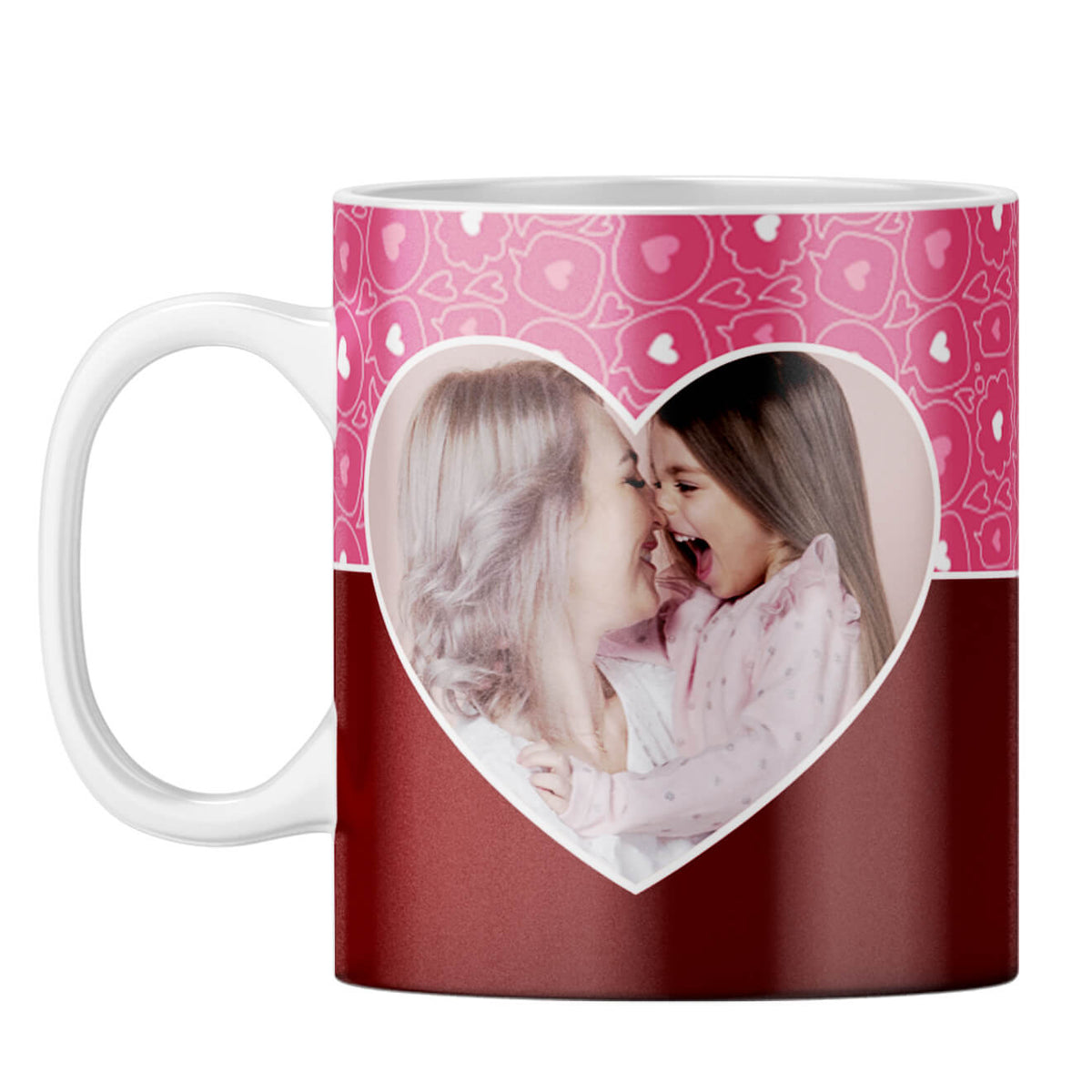 Pink Hearts Photo Coffee Mug White