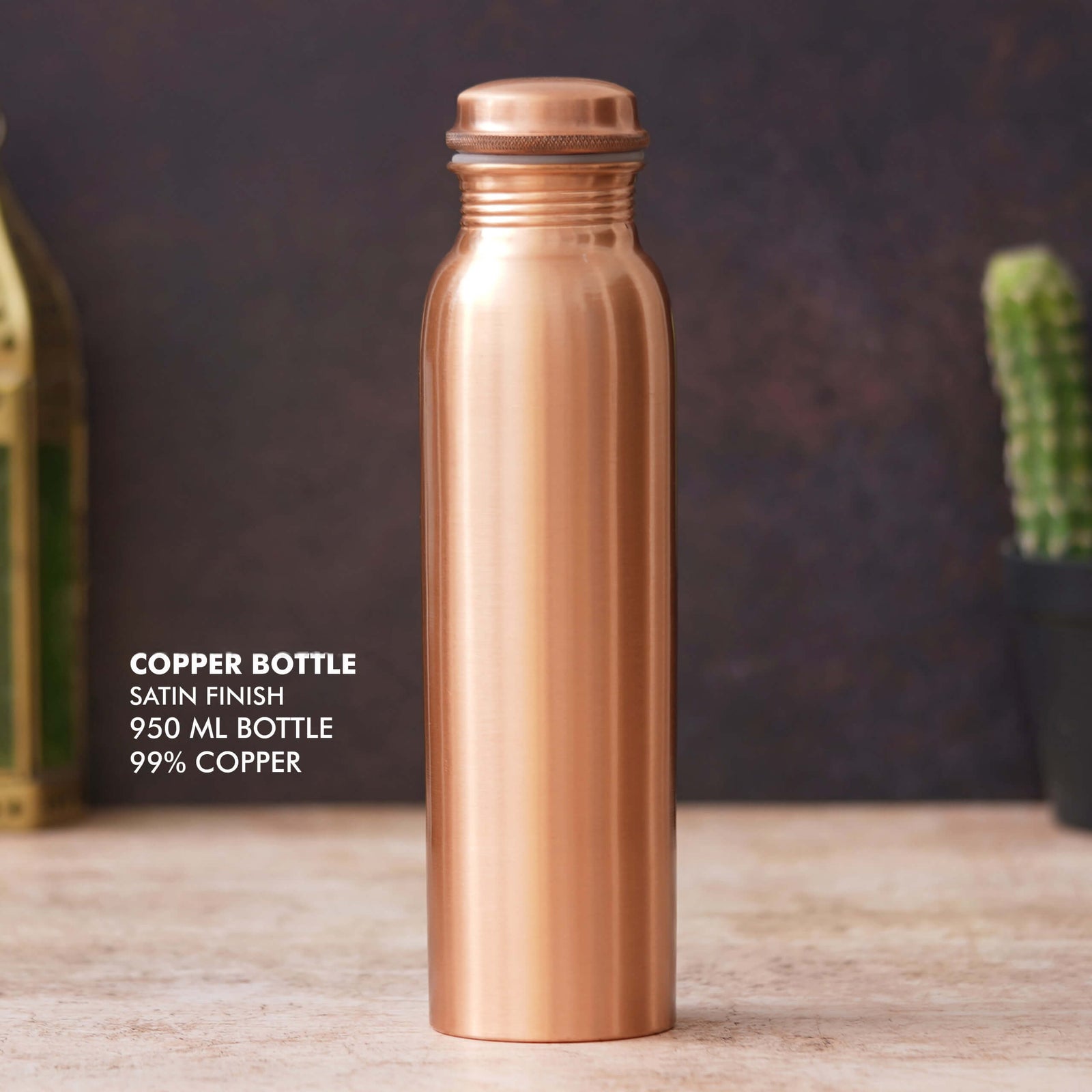 Premium Copper Bottle with Satin Finish - Ideal for Daily Hydration