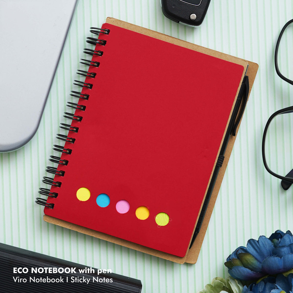 Red Eco-Friendly Notebook Gift Set - Sustainable Style