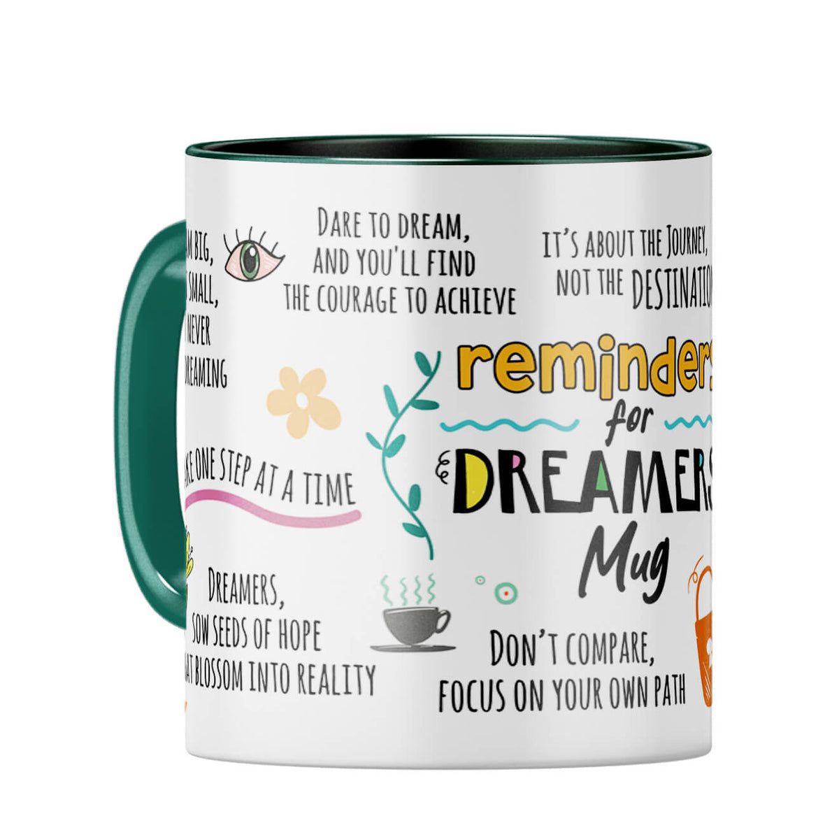 Reminders for Dreamers Coffee Mug Dark Green
