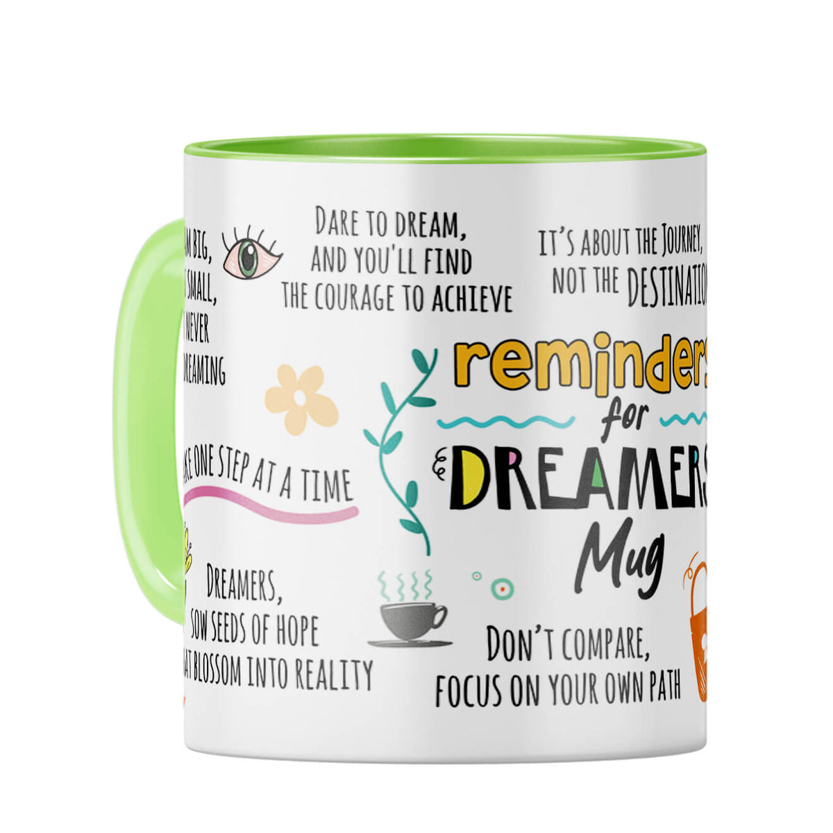 Reminders for Dreamers Coffee Mug Light Green