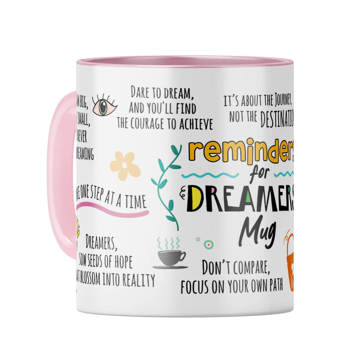 Reminders for Dreamers Coffee Mug Pink