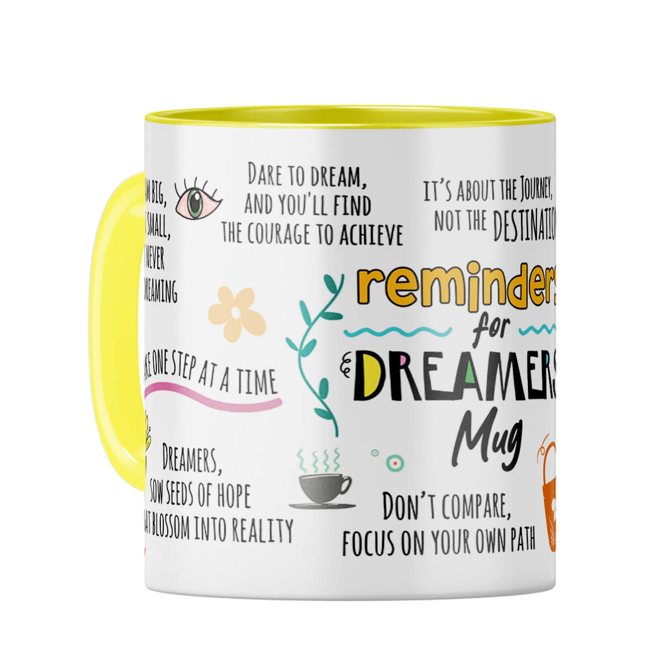 Reminders for Dreamers Coffee Mug Yellow