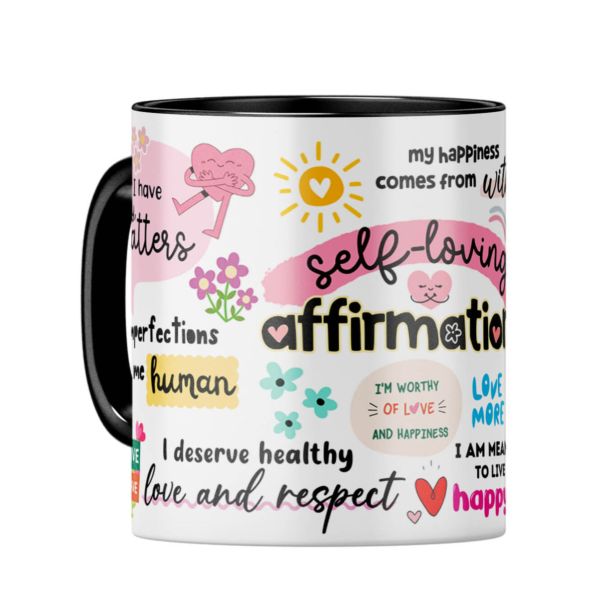 Self Loving Affirmations Coffee Mug Black