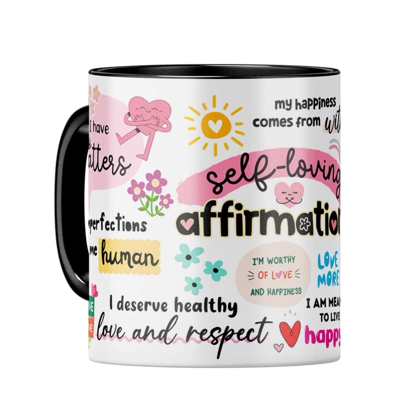Self Loving Affirmations Coffee Mug Black
