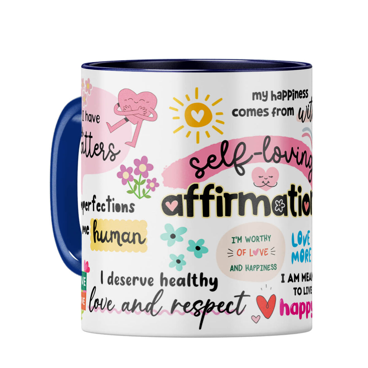 Self Loving Affirmations Coffee Mug Dark Blue
