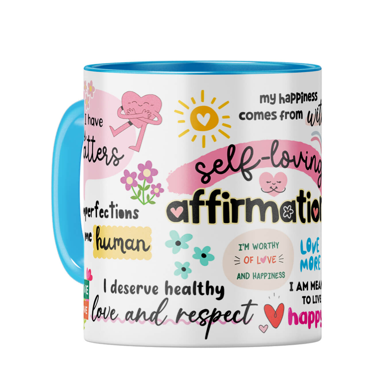 Self Loving Affirmations Coffee Mug Light Blue