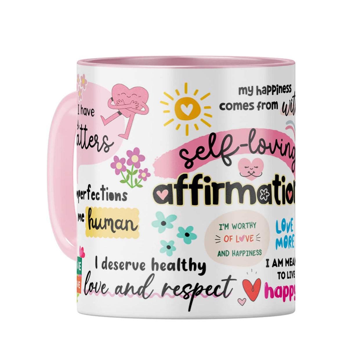Self Loving Affirmations Coffee Mug Pink