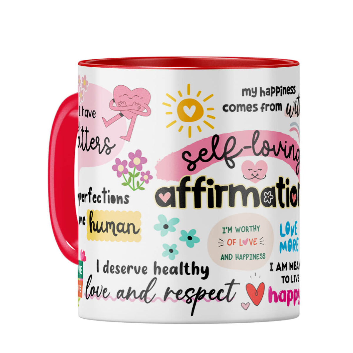 Self Loving Affirmations Coffee Mug Red