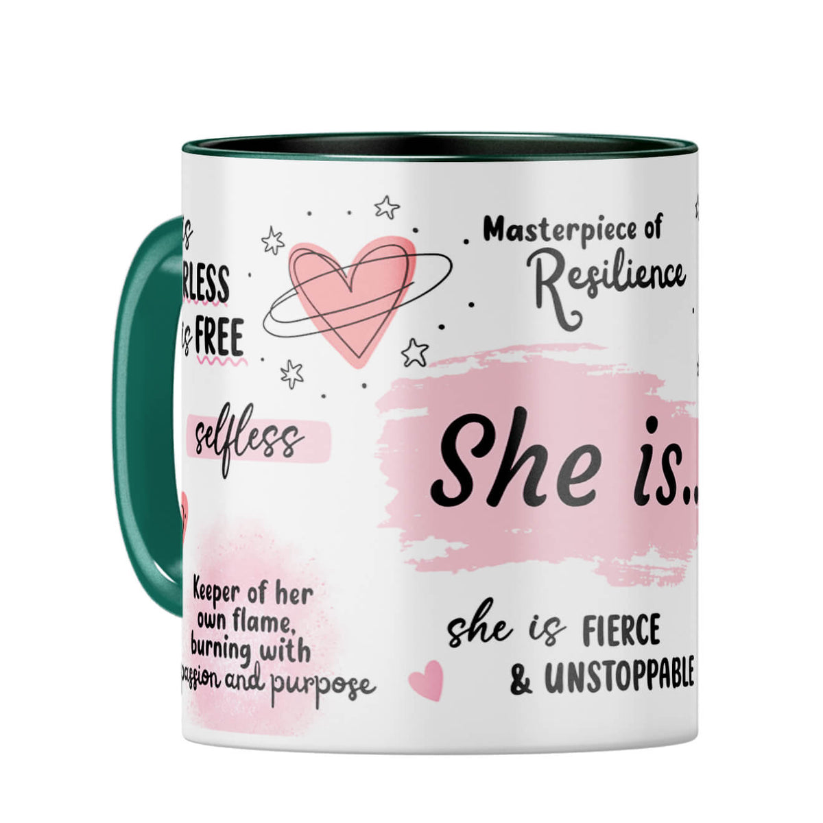 She is Fearless Coffee Mug Dark Green