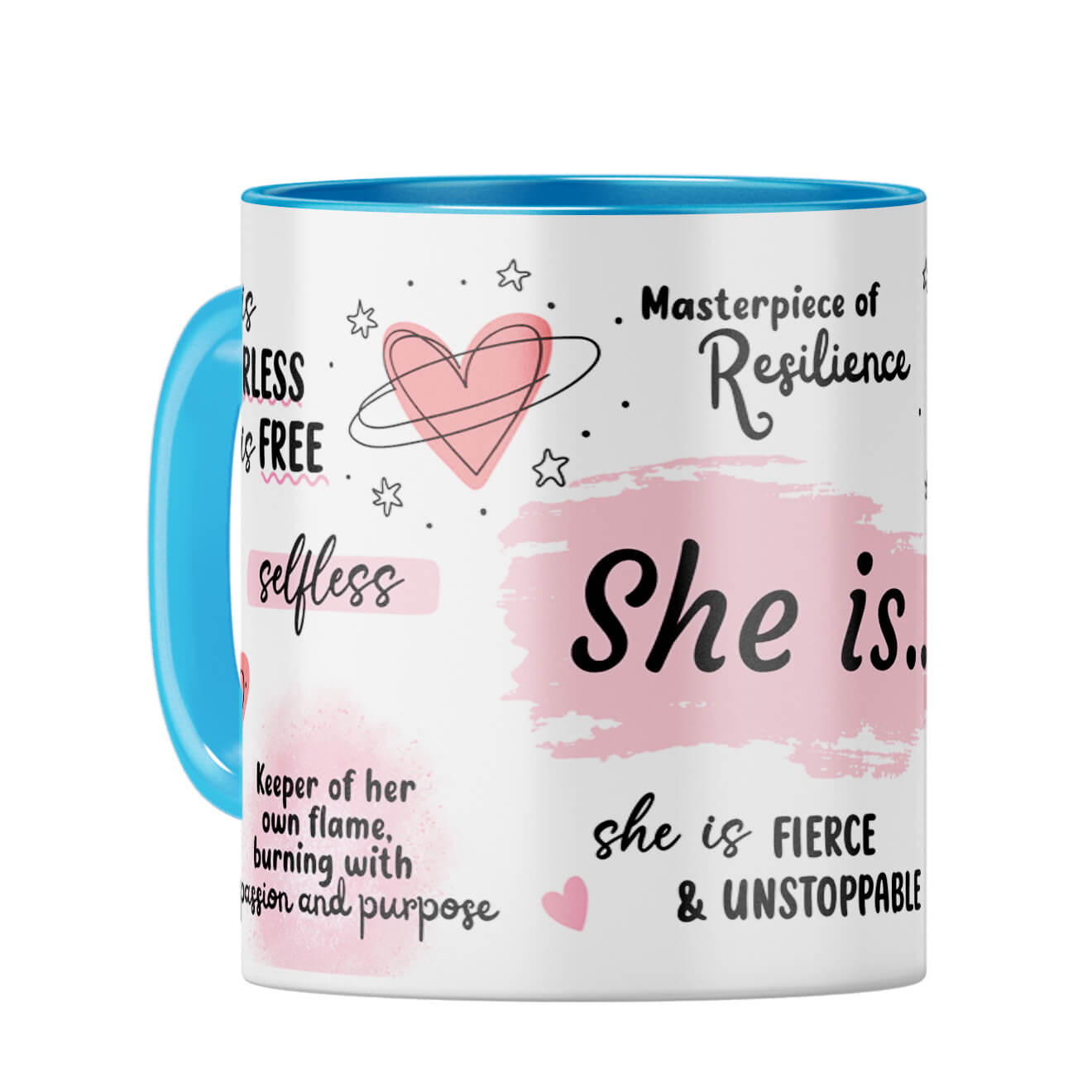 She is Fearless Coffee Mug Light Blue