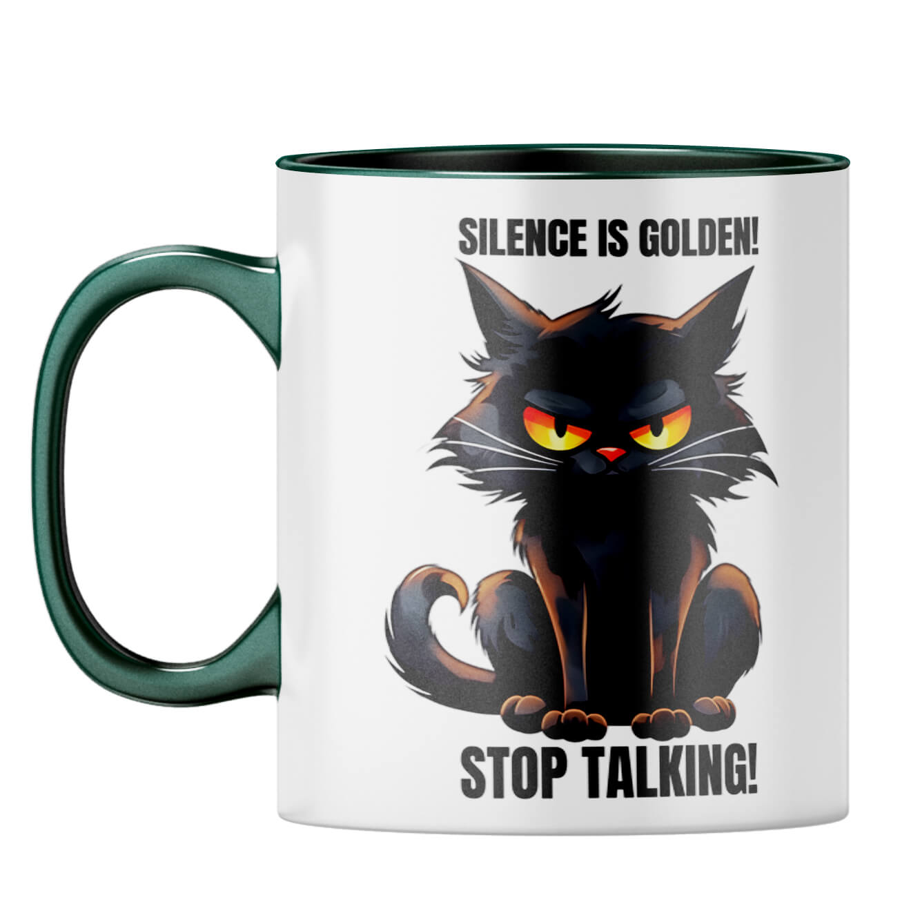 Silence Is Golden Coffee Mug Dark Green