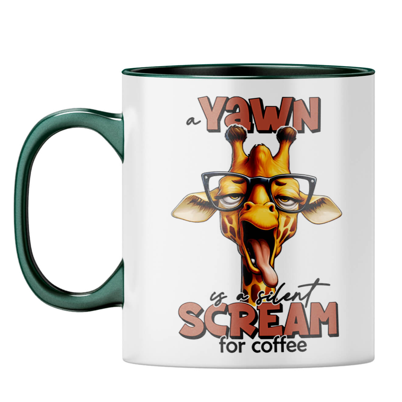 Silent Scream for Coffee Coffee Mug Dark Green