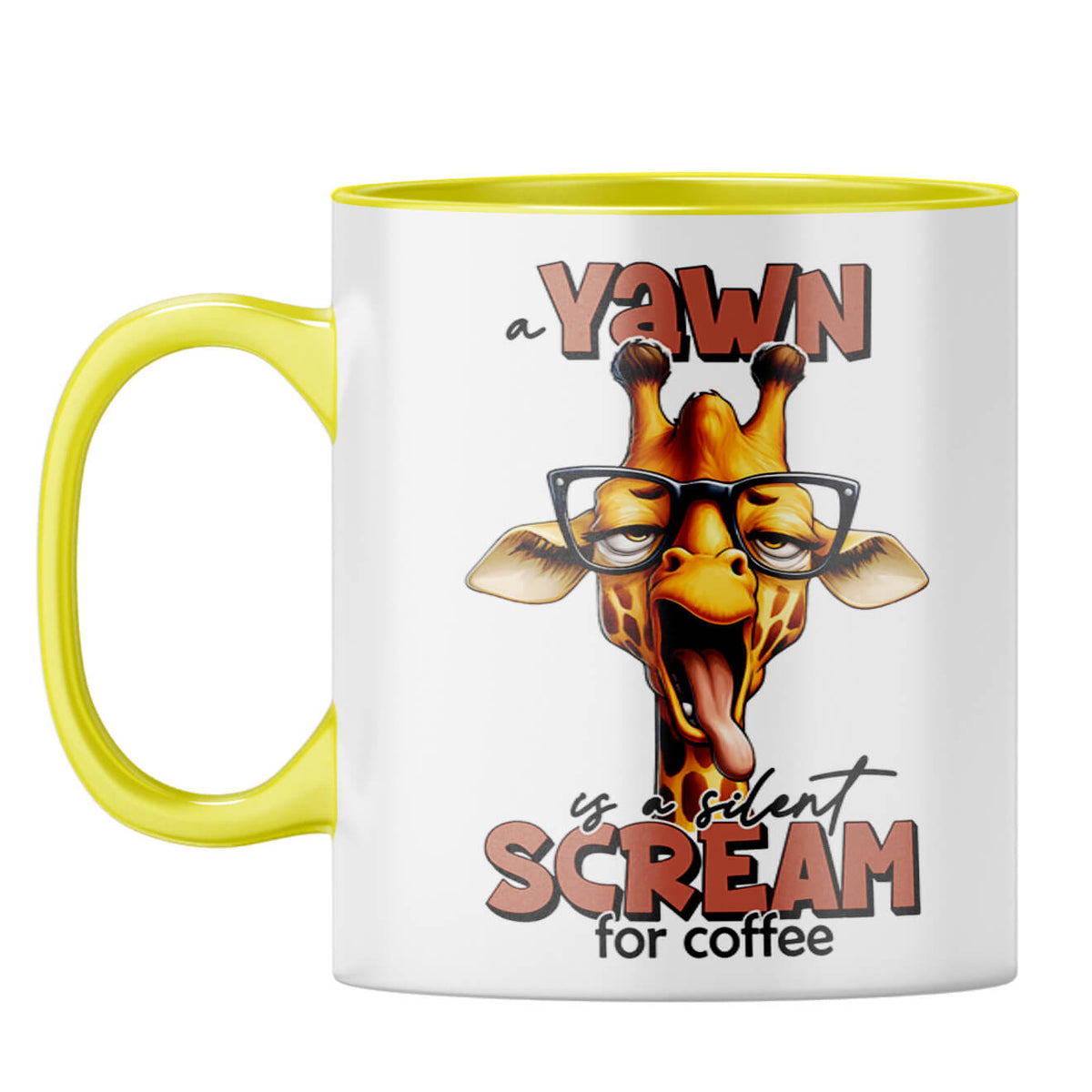 Silent Scream for Coffee Coffee Mug Yellow