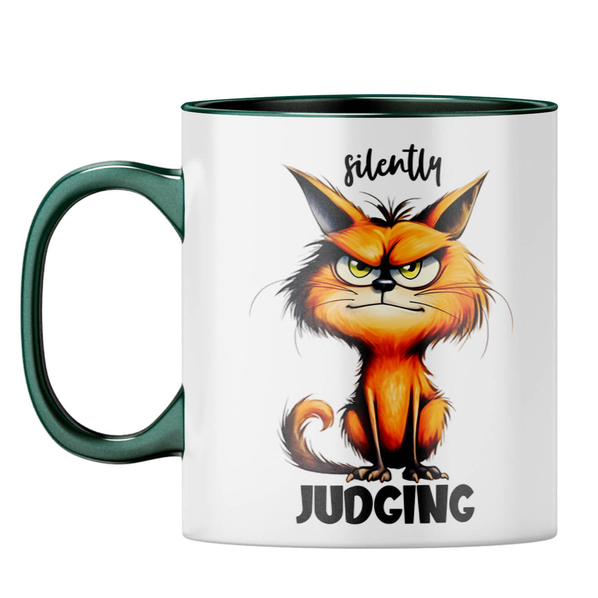 Silently Judging Coffee Mug Dark Green