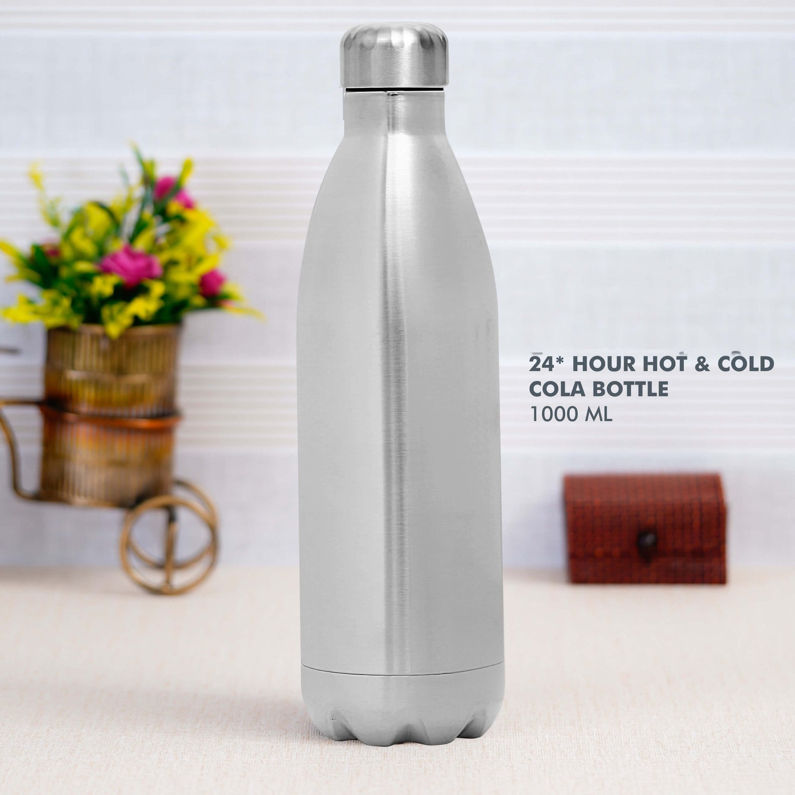 Silver Stainless Steel Cola Bottle - Ideal for On-the-Go Hydration