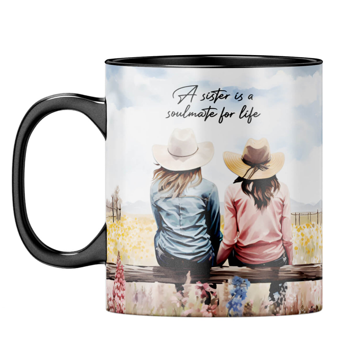 Sister is Soulmate for Life Coffee Mug Black